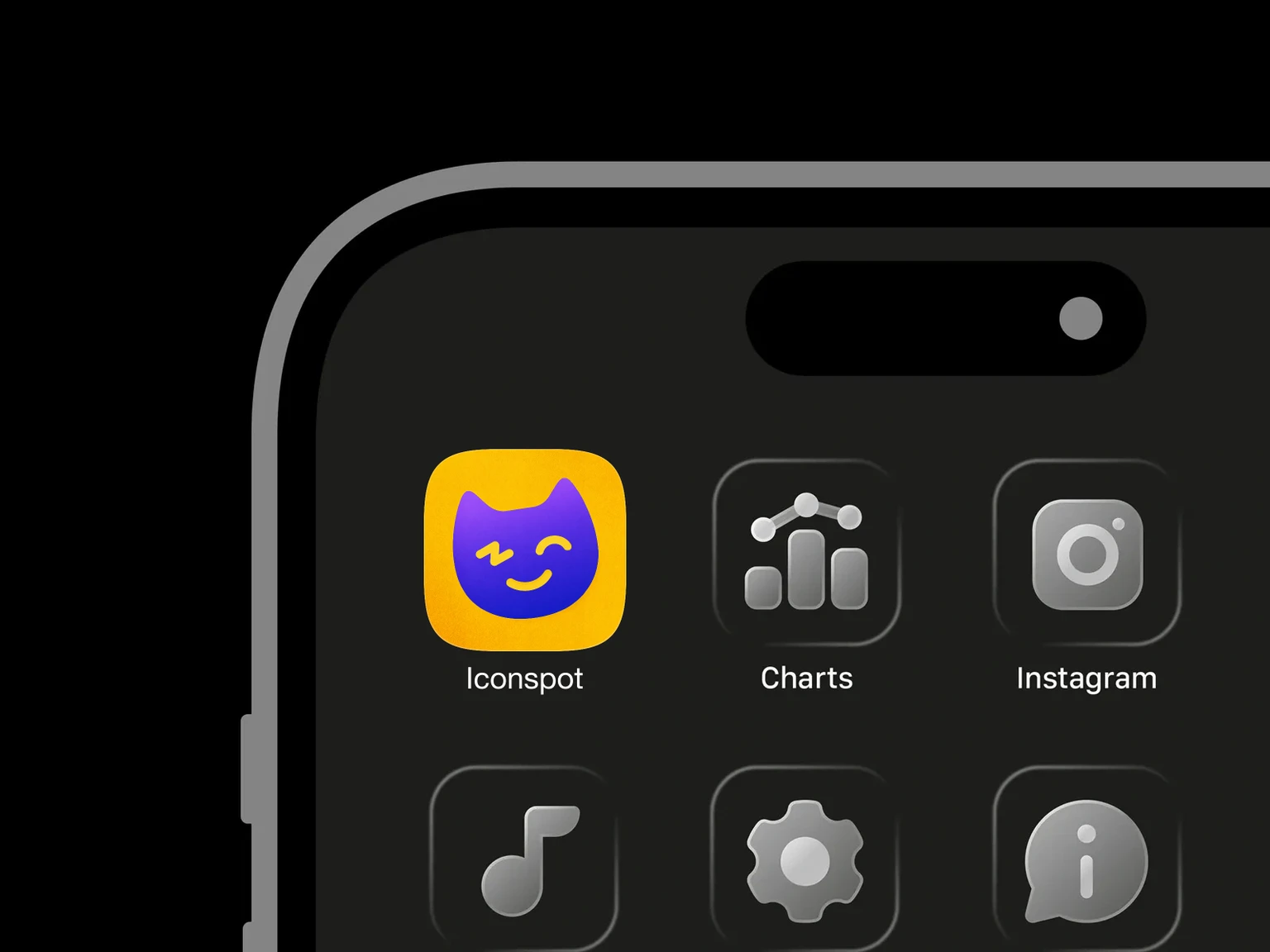 Rounded purple cat face with a winking eye and yellow smile on a textured golden-yellow background shown in an iPhone app grid