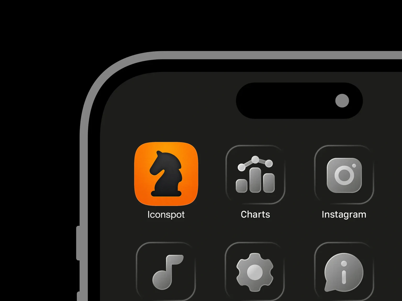 Black chess knight silhouette with rounded edges on an orange gradient background. shown in an iPhone app grid