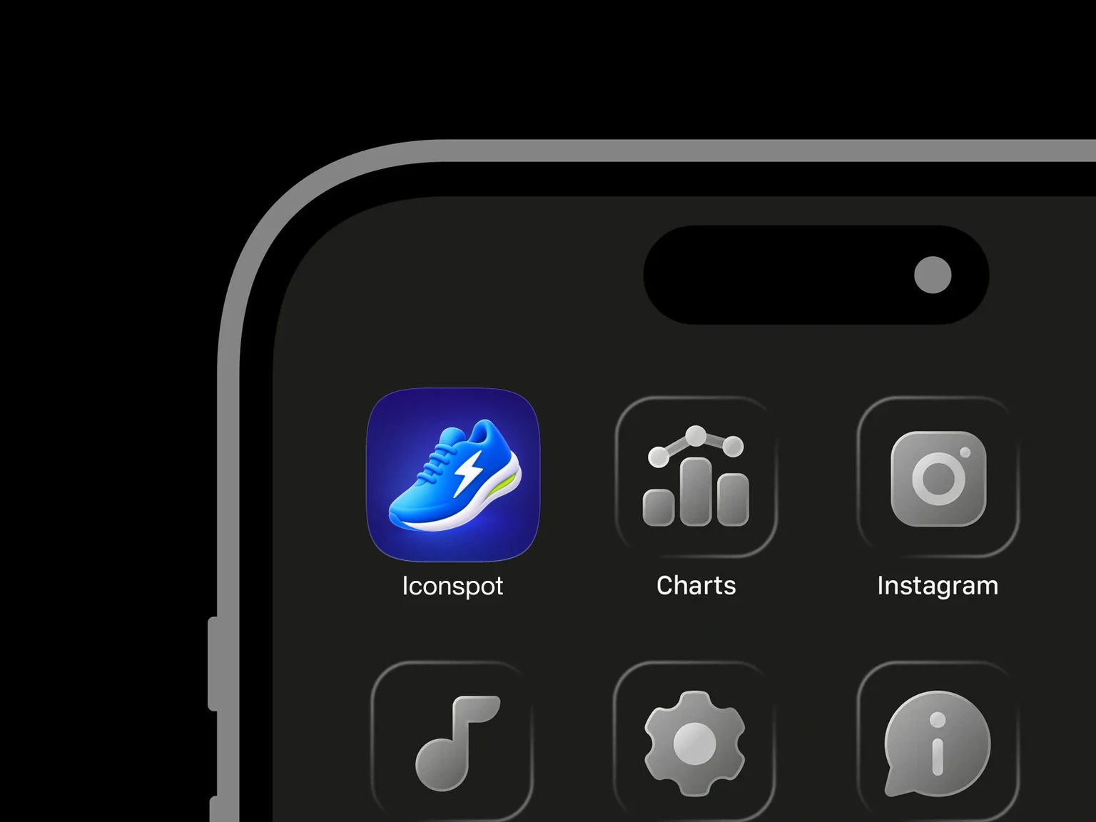 Glossy electric-blue running shoe with blue laces, a white lightning bolt, and a white sole with a lime-green accent. shown in an iPhone app grid