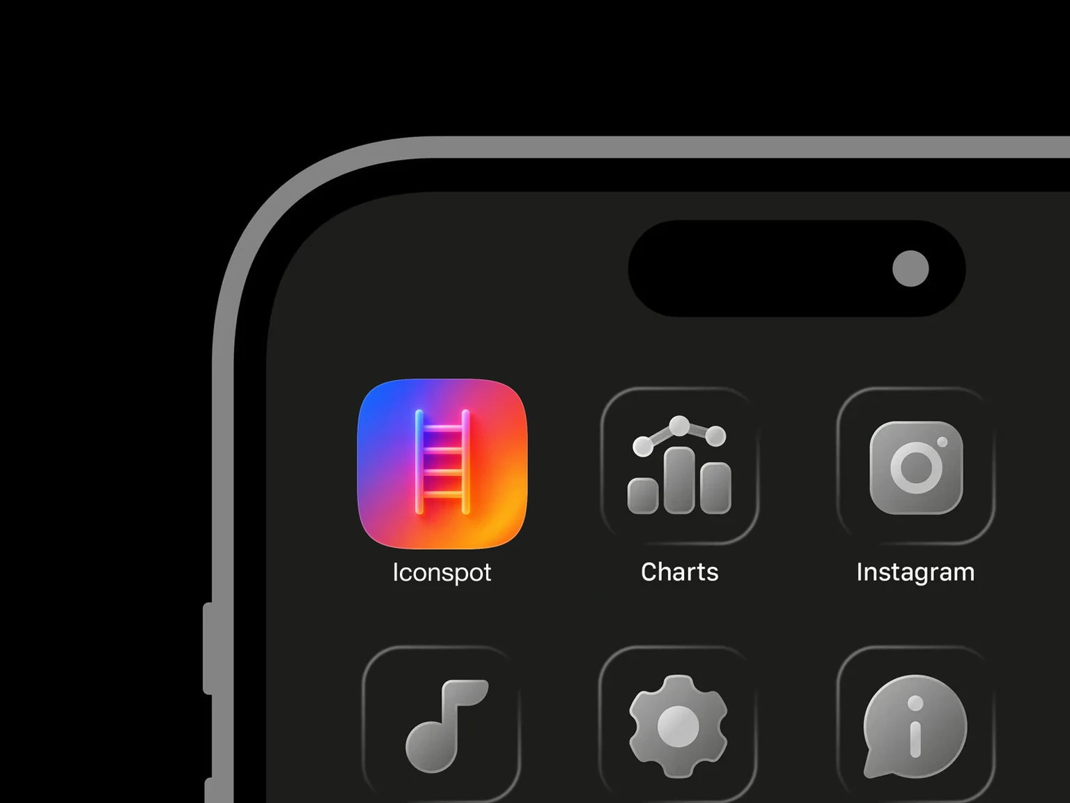 Glowing straight ladder with four rungs on a blue, pink, orange, and yellow gradient background. shown in an iPhone app grid