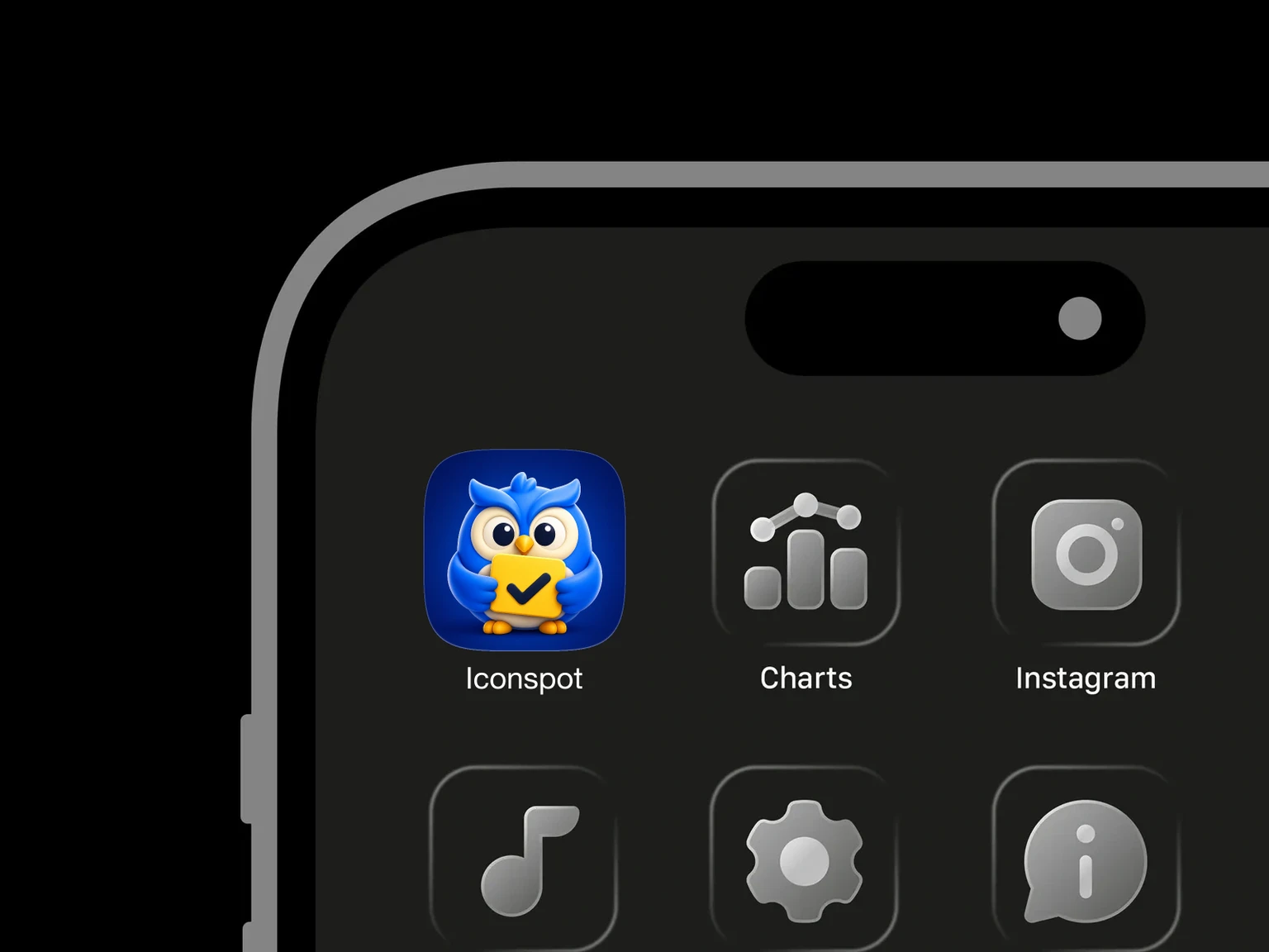 Rounded blue owl with large eyes holding a yellow card featuring a dark check mark on a deep blue background. shown in an iPhone app grid