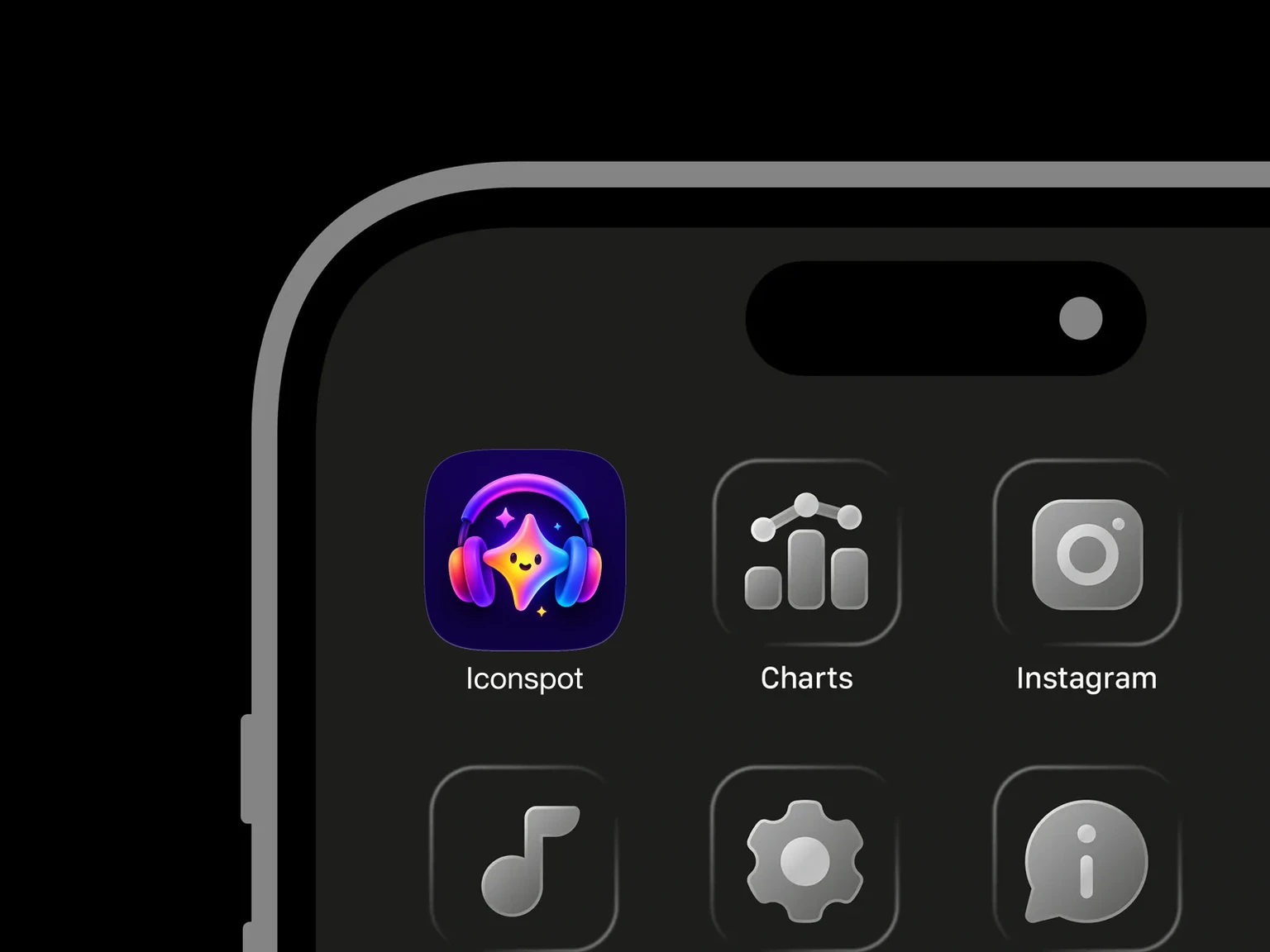 Smiling rainbow gradient star wearing large purple and blue headphones on a deep violet background shown in an iPhone app grid