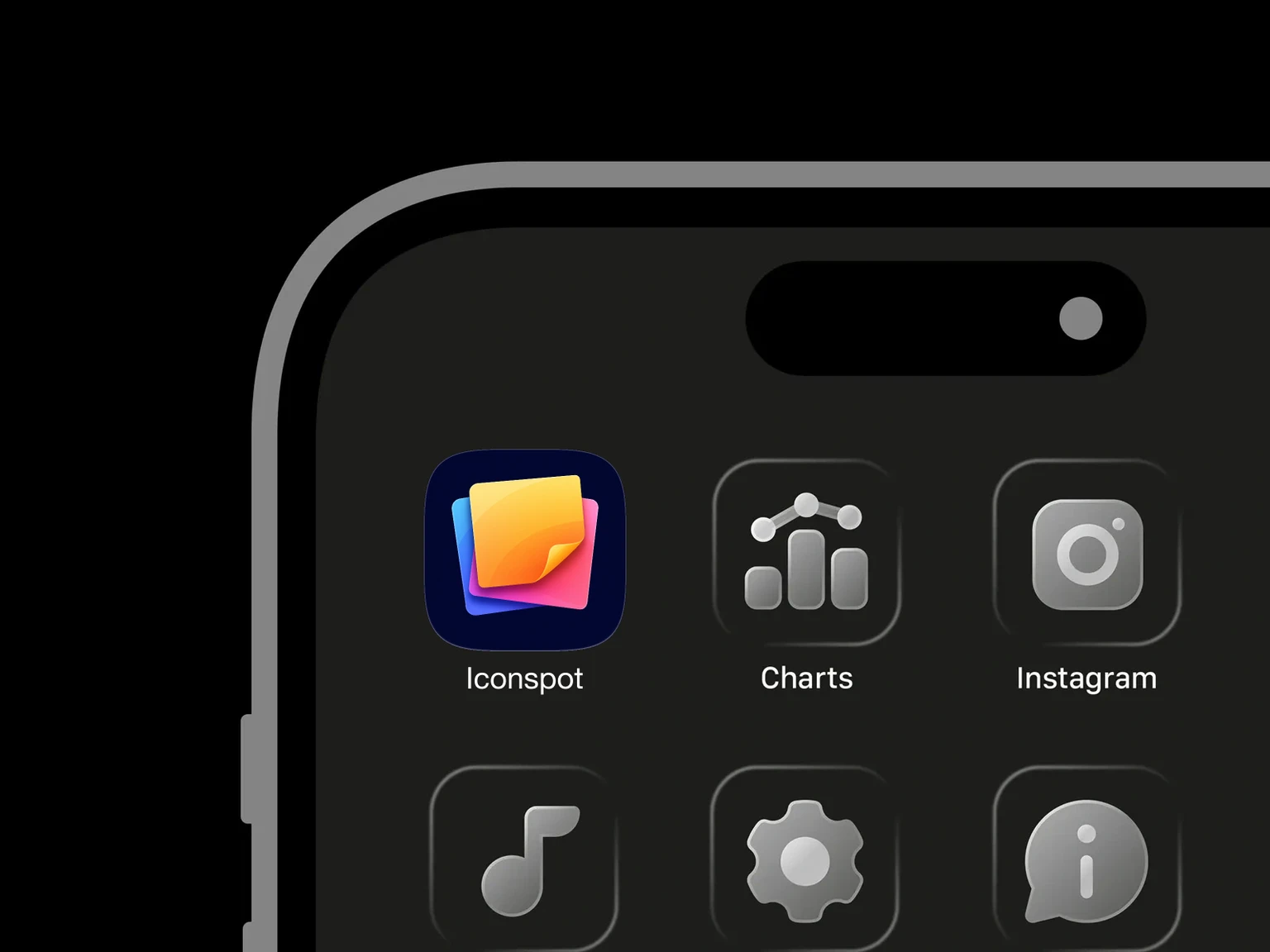 Three overlapping rounded note sheets in yellow, orange, pink, and blue, with the front sheet curling upward at the lower-right corner. shown in an iPhone app grid