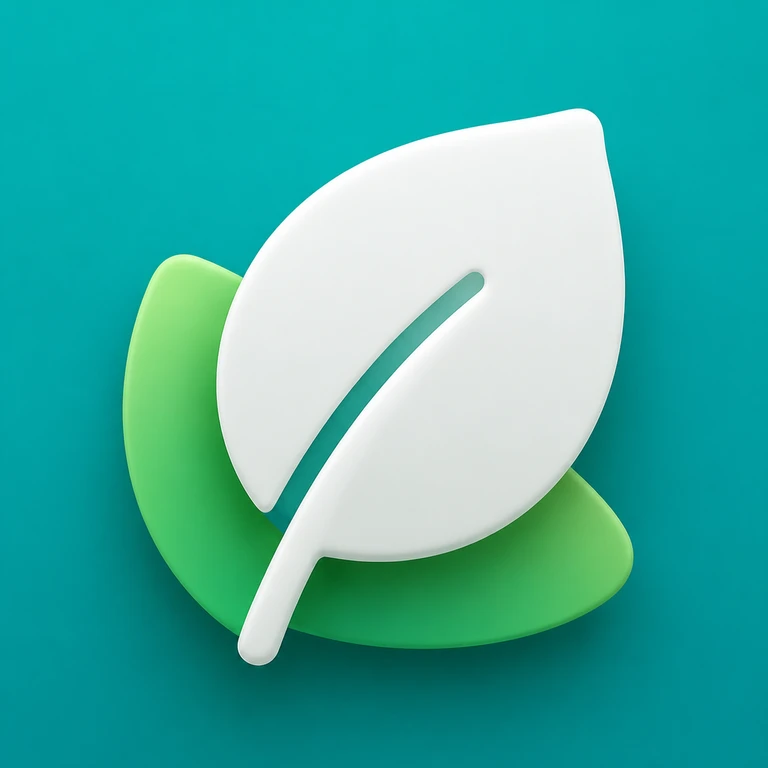 Large soft-white leaf with teal vein over layered green leaf on a full-bleed teal background