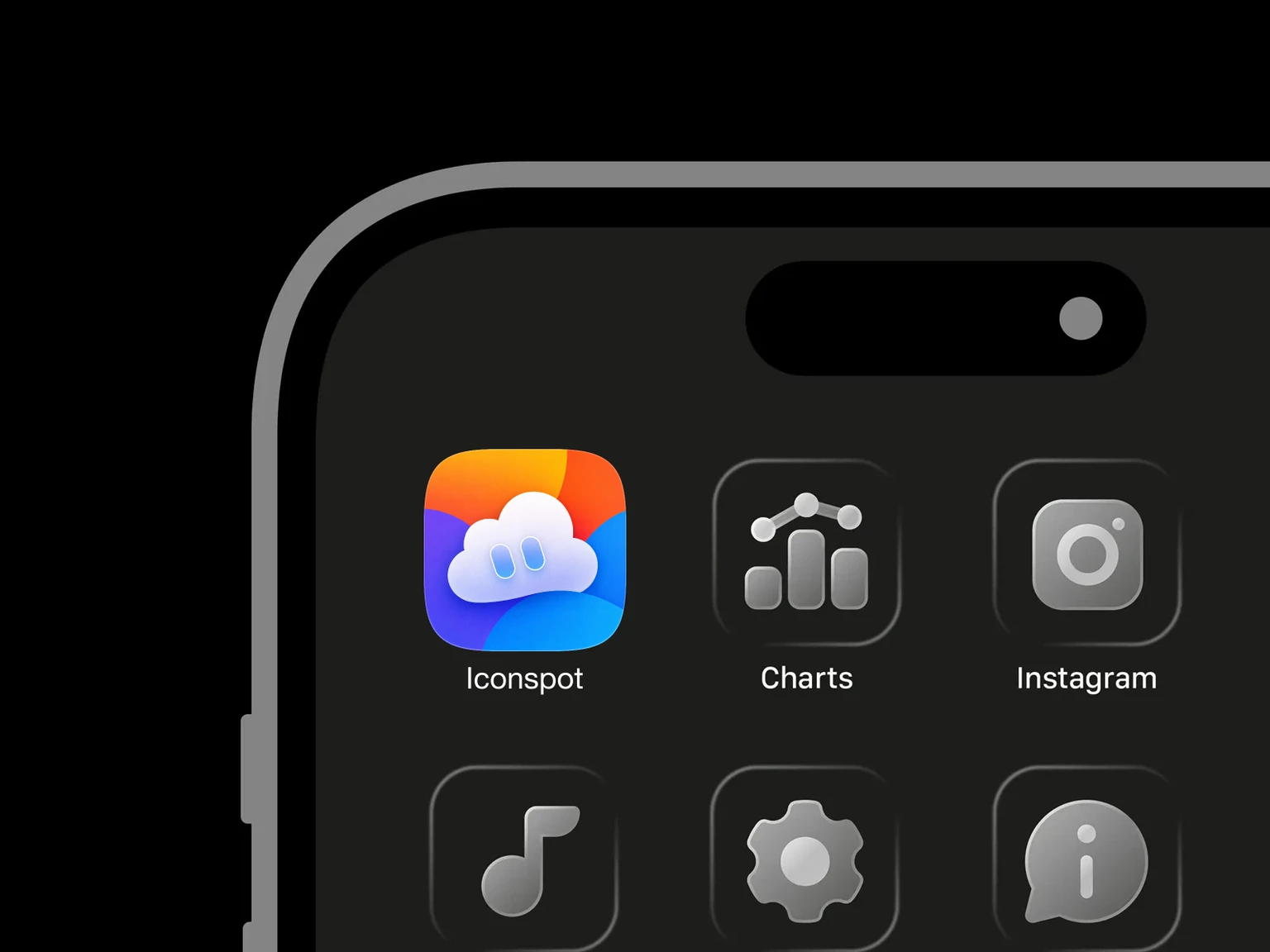 Rounded white cloud with two blue vertical oval details over overlapping orange, purple, and blue circles. shown in an iPhone app grid